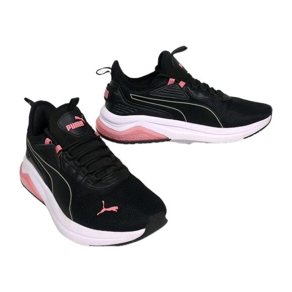 PUMA Amplifier Lace Up Athletic Sneakers Black Pink White Mesh Upper Women's 8.5 - Picture 1 of 8